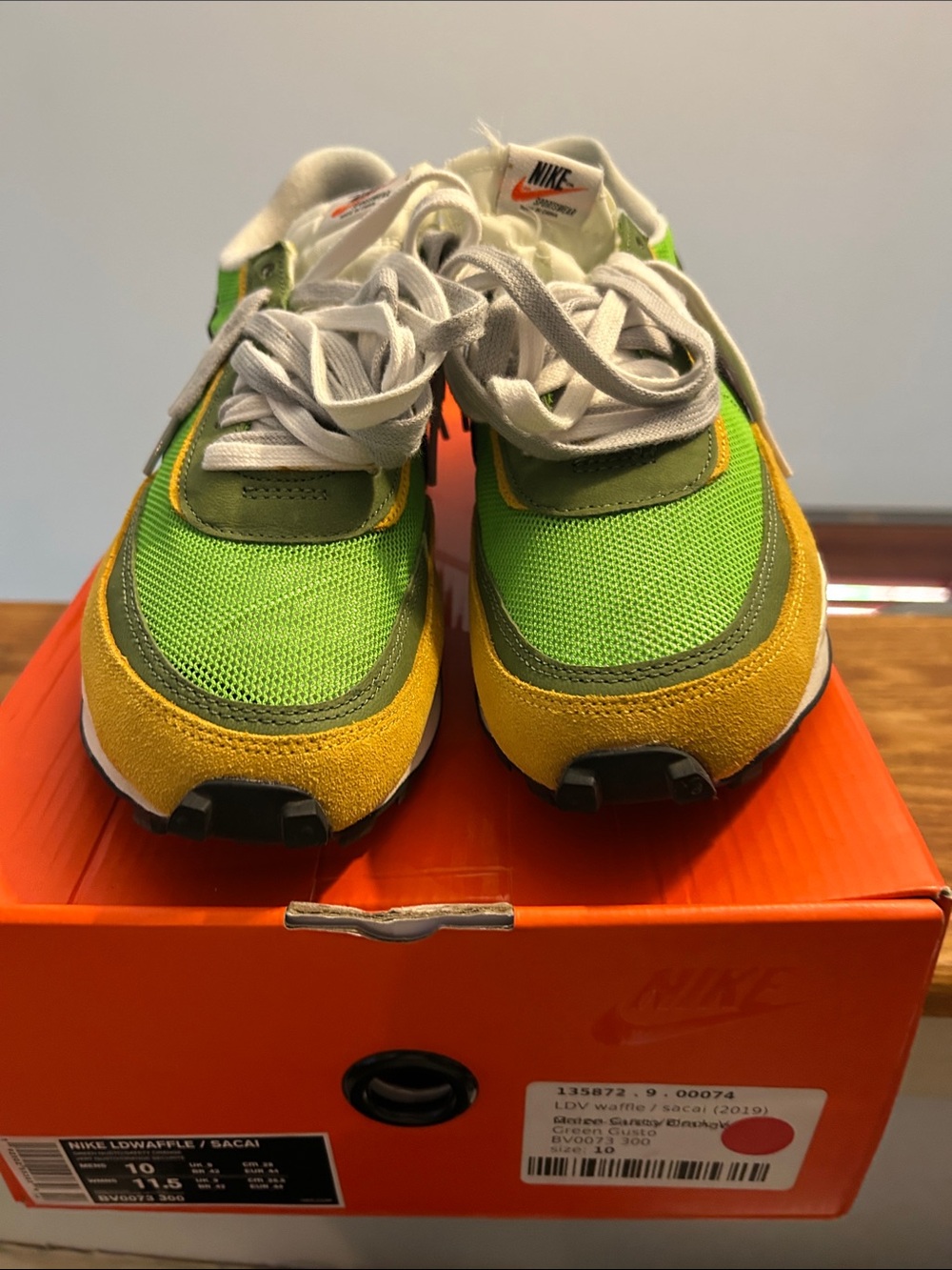 Nike Green and Yellow Men's Low-Waffle Sneakers